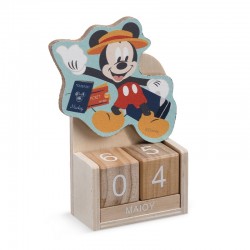 Ξύλινο Ημερολόγιο της Disney με τον Mickey για Μπομπονιέρα Βάπτισης