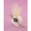 Μπομπονιέρα Γάμου Καρδιά Δερματίνης Μικρή με Λουλούδι Πλεκτό